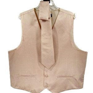Rucci Chillino Men's Khaki Beige Vest Matching Tie & Hanky Set Size 2XL